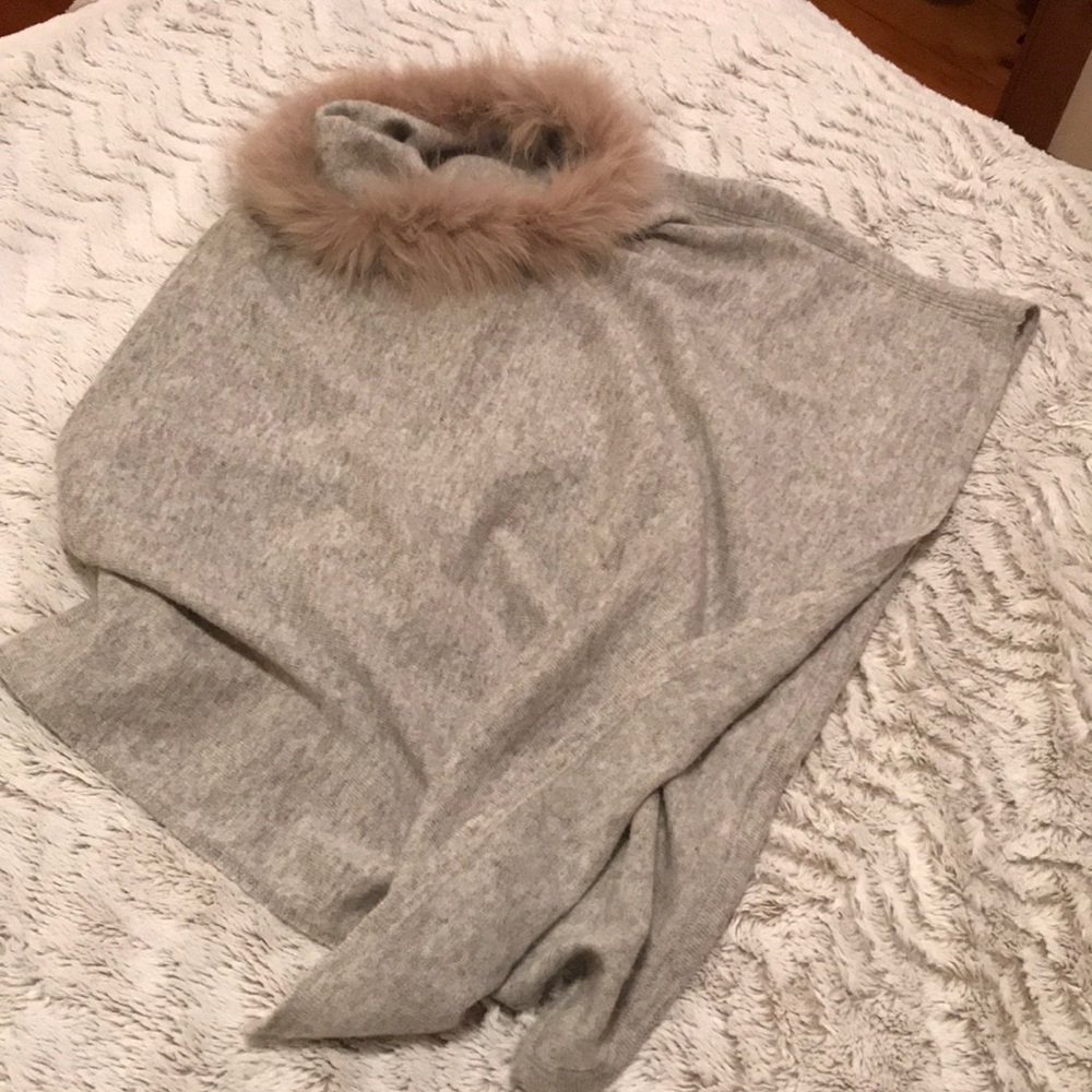 Cashmere with Faux Fur Poncho